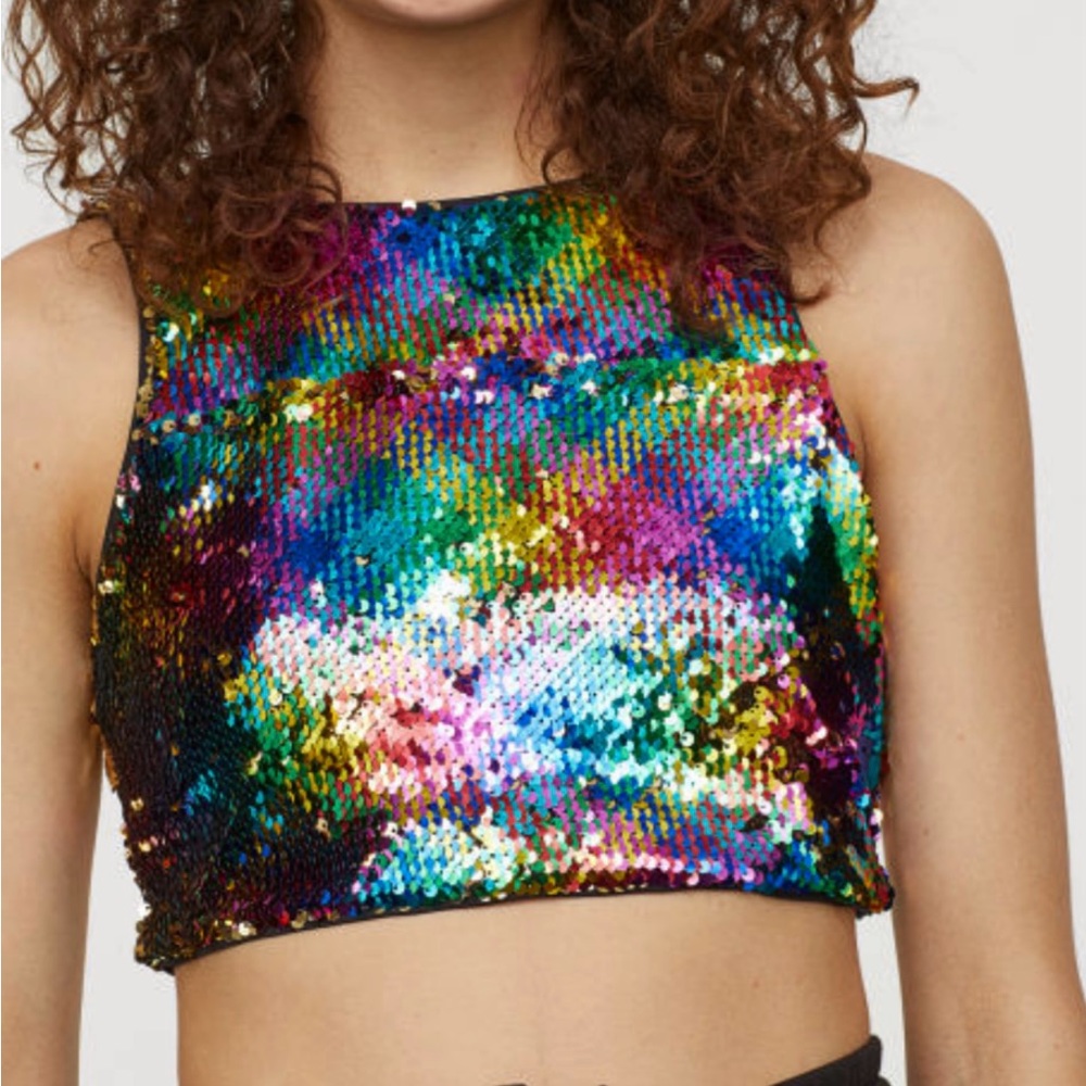 H&M Multicoloured Sequin Tank Top